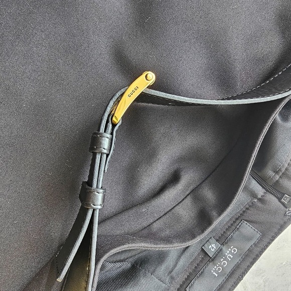 GUCCI Skirt Leather Belt Buckle Women 42 Small Black Mini Pencil LuxuryITALY - Picture 8 of 16